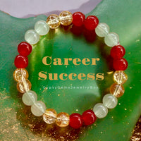 Career Success • Citrine, Aventurine and Red Agate Carnelian• Custom Size - Round Smooth Stretch (8mm) Natural Gemstone Crystal Energy Bead Bracelet