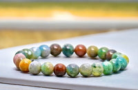 Agate - Indian Agate•Custom Size•Round Smooth Stretch (8mm) Natural Gemstone Crystal Energy Bead Bracelet