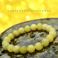 Jade - Jadeite Lemon Yellow Custom Size Round Smooth Stretch (8mm) Natural Gemstone Crystal Energy Bead Bracelet