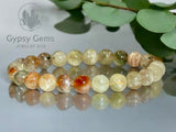 Sunstone - Arusha Sunstone Green Red Custom Size Round Smooth Stretch (8mm) Natural Gemstone Crystal Energy Bead Bracelet