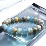 Calcite - Blue Lemurian Caribbean Aquatic Argentinia Calcite AAA+ Round Smooth Stretch (8mm) Natural Gemstone Crystal Energy Bead Bracelet