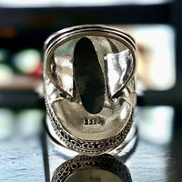 Jasper K2 Stone Natural Gemstone .925 Sterling Silver Oval Statement Ring (Size 8)