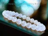 Quartz - Snow White Quartz Custom Size Round Smooth Stretch (8mm) Natural Gemstone Crystal Energy Bead Bracelet