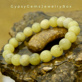 Jade - Jadeite Lemon Yellow Custom Size Round Smooth Stretch (8mm) Natural Gemstone Crystal Energy Bead Bracelet