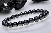 Shungite Genuine Round Smooth Stretch (8mm) Natural Gemstone Crystal Energy Bead Bracelet