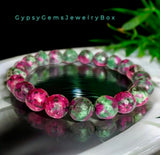 Ruby - Zoisite (Anyolite) Faceted Custom Size Diamond Cut Stretch (8mm) Natural Gemstone Crystal Energy Bracelet