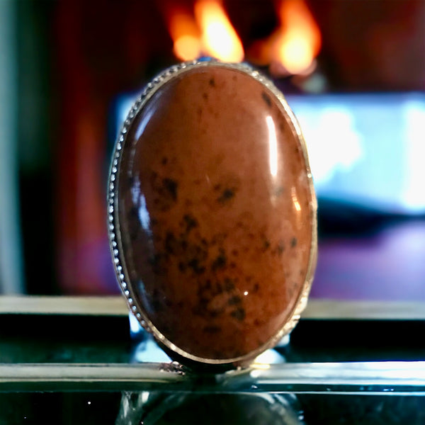 Mahogany Obsidian Ring, Adjustable Copper Protection Stone - Etsy