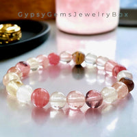 Quartz - Volcano Cherry Custom Size Round Smooth Stretch(8mm) Natural Gemstone Crystal Energy Bead Bracelet