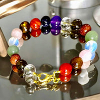 Intention -  Workplace Zen Space - Aventurine, Smokey Quartz, Clear Quartz, Carnelian, Amethyst, Tiger Eye, and Blue Gold Stone, Rose Quartz - Round Smooth - Choice of  Copper/Silver/Gold/Stretch (Natural Gemstone Crystal Energy Bead Bracelet