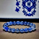 Sodalite Custom Size Faceted Round Stretch (8mm) Natural Gemstone Crystal Energy Bead Bracelet