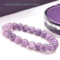 Lepidolite Purple Mica Custom Size Round Smooth Stretch (8mm) Natural Gemstone Crystal Energy Bead Bracelet