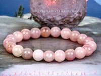 Opal - Pink Peruvian Opal•Custom Size Round Smooth Stretch (8mm) Natural Gemstone Crystal Energy Bead Bracelet