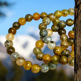 Quartz - Biotite Mica Golden Quartz Custom Size (8mm) Round Smooth Stretch Natural Gemstone Crystal Energy Bead Bracelet