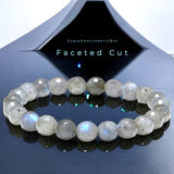 Labradorite - Rainbow Labradorite Diamond Cut Faceted Custom Size Round Stretch (8mm) Natural Gemstone Crystal Energy Bead Bracelet