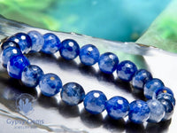 Sodalite AAA+ Dark Blue Faceted Diamond-Cut Custom Size Round Stretch (8mm) Natural Gemstone Crystal Energy Bead Bracelet