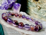 Quartz - Purple Phantom (Super 7) Custom Size Round Smooth Stretch  (8mm) Natural Gemstone Crystal Energy Bead Bracelet