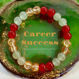 Career Success • Citrine, Aventurine and Red Agate Carnelian• Custom Size - Round Smooth Stretch (8mm) Natural Gemstone Crystal Energy Bead Bracelet