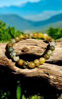 Quartz - Biotite Mica Golden Quartz Custom Size (8mm) Round Smooth Stretch Natural Gemstone Crystal Energy Bead Bracelet