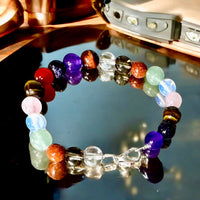 Intention -  Workplace Zen Space - Aventurine, Smokey Quartz, Clear Quartz, Carnelian, Amethyst, Tiger Eye, and Blue Gold Stone, Rose Quartz - Round Smooth - Choice of  Copper/Silver/Gold/Stretch (Natural Gemstone Crystal Energy Bead Bracelet