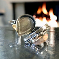 Rhodochrosite Natural Gemstone .925 Sterling Silver Locket Poison Ring (Size 8.5)