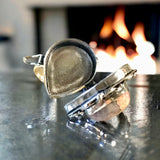 Rhodochrosite Natural Gemstone .925 Sterling Silver Locket Poison Ring (Size 8.5)