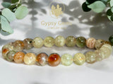 Sunstone - Arusha Sunstone Green Red Custom Size Round Smooth Stretch (8mm) Natural Gemstone Crystal Energy Bead Bracelet