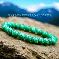 Malachite Custom Size Round Smooth Stretch (8mm) Natural Gemstone Crystal Energy Bead Bracelet