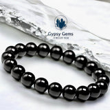 Tourmaline - Black Custom Size Round Smooth Stretch (8mm) Natural Gemstone Crystal Energy Bead Bracelet