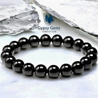 Tourmaline - Black Custom Size Round Smooth Stretch (8mm) Natural Gemstone Crystal Energy Bead Bracelet