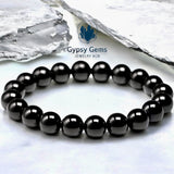 Tourmaline - Black Custom Size Round Smooth Stretch (8mm) Natural Gemstone Crystal Energy Bead Bracelet