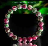 Ruby - Zoisite (Anyolite) Faceted Custom Size Diamond Cut Stretch (8mm) Natural Gemstone Crystal Energy Bracelet