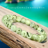 Prehnite Custom Size Round Smooth Stretch (8mm) Natural Gemstone Crystal Energy Bead Bracelet