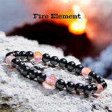 Fire Element Bracelet•Red Aura Quartz•Black Onyx•Minimalist (6mm)• Custom Size•Stretch Natural Gemstone Crystal Energy Bead Bracelet