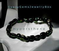 Hypersthene - Black Aura Large Nugget Series Custom Size Stretch (8 - 10mm) Large Irregular Shape Smooth Natural Gemstone Crystal Energy Bead Bracelet