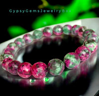 Ruby - Zoisite (Anyolite) Faceted Custom Size Diamond Cut Stretch (8mm) Natural Gemstone Crystal Energy Bracelet