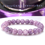 Lepidolite Purple Mica Custom Size Round Smooth Stretch (8mm) Natural Gemstone Crystal Energy Bead Bracelet