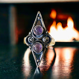 Amethyst Natural Gemstone .925 Sterling Silver Ring (Size 7.5)