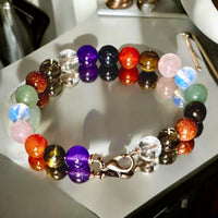 Intention -  Workplace Zen Space - Aventurine, Smokey Quartz, Clear Quartz, Carnelian, Amethyst, Tiger Eye, and Blue Gold Stone, Rose Quartz - Round Smooth - Choice of  Copper/Silver/Gold/Stretch (Natural Gemstone Crystal Energy Bead Bracelet