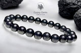 Shungite Genuine Round Smooth Stretch (8mm) Natural Gemstone Crystal Energy Bead Bracelet