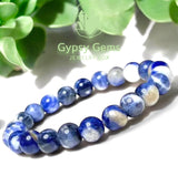 Sodalite Blue and White Round Smooth Stretch (10mm Grande Large) Natural Gemstone Crystal Energy Bead Bracelet