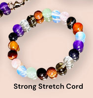 Intention -  Workplace Zen Space - Aventurine, Smokey Quartz, Clear Quartz, Carnelian, Amethyst, Tiger Eye, and Blue Gold Stone, Rose Quartz - Round Smooth - Choice of  Copper/Silver/Gold/Stretch (Natural Gemstone Crystal Energy Bead Bracelet