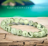 Prehnite Custom Size Round Smooth Stretch (8mm) Natural Gemstone Crystal Energy Bead Bracelet