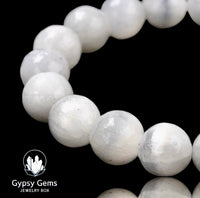 Selenite Genuine White Satin Spar Custom Size Round Smooth Stretch (8mm) Natural Gemstone Crystal Energy Bead Bracelet