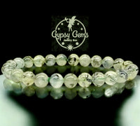 Prehnite Custom Size Round Smooth Stretch (8mm) Natural Gemstone Crystal Energy Bead Bracelet