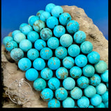 Turquoise - Blue Natural Turquoise, Custom Size, Round Stretch (8mm) Natural Gemstone Crystal Energy Bead Bracelet