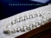 Quartz - Clear Quartz Crystal Round Smooth Stretch  (8mm) Natural Gemstone Crystal Energy Bead Bracelet