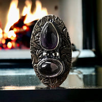 Amethyst Natural Gemstone .925 Sterling Silver Ring (Size 6)