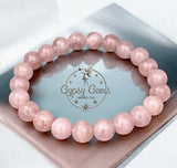 Quartz - Rose Quartz ‘Pink Blush’ Custom Size Round Smooth Stretch (8mm) Natural Gemstone Crystal Energy Bead Bracelet