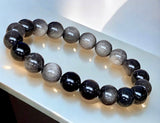 Obsidian - Silver Sheen Obsidian Custom Size Round Smooth Stretch (8mm) Natural Gemstone Crystal Energy Bead Bracelet