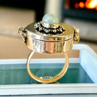 Larimar Natural Gemstone .925 Sterling Silver Locket Poison Ring (Size 8.25)